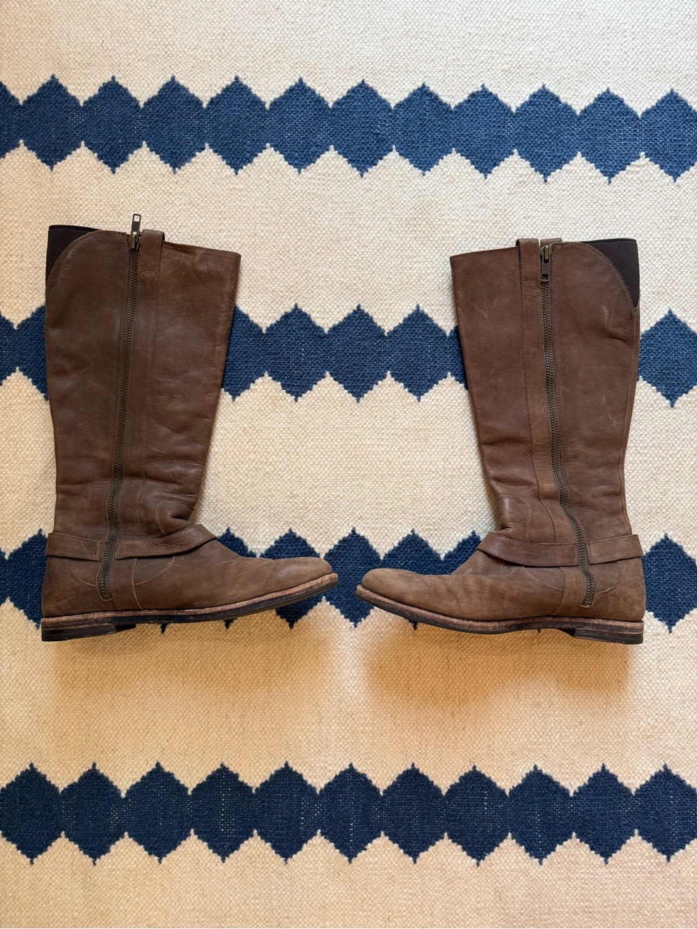Cole Haan Brown Leather Knee-High Zip Riding Boots
